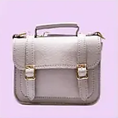 Lilac leather satchel with twin buckles