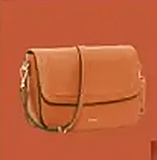 Tan leather crossbody bag with chain detail