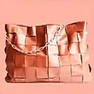 Woven terracotta leather bag with chain strap